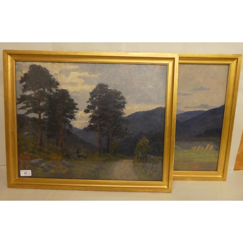 57 - Two works by EE Sale - two dissimilar landscapes  oil on canvas  bearing a signature &... 