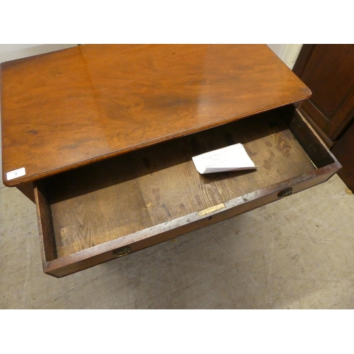 7 - A late Victorian mahogany single drawer, two tier side table, raised on square, tapered legs  2... 