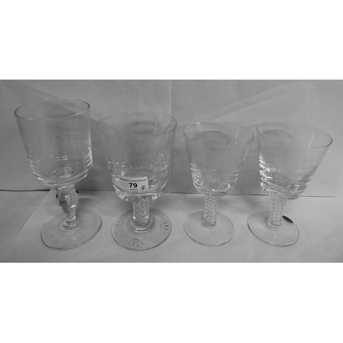 79 - Four Commemorative glasses: to include a Stuart Crystal Elizabeth II Silver Jubilee goblet  7