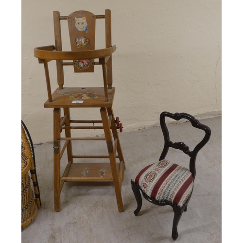 86 - Dolls furniture: to include an Emmanuelle style wicker chair