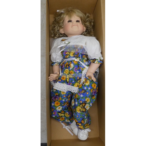 96 - Five individually named Lloyd Middleton, Royal Vienna collector's dolls  largest 18