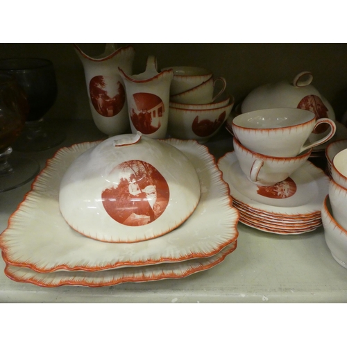 225 - Cauldon ware Mortlock's china teaware, decorated with historic figures