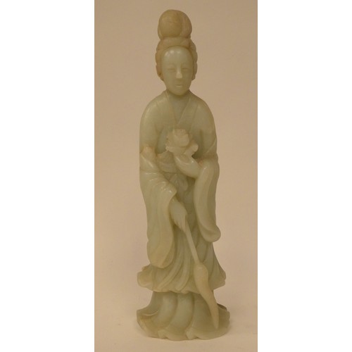 256 - A mixed lot: to include a jade coloured stone standing figure  6