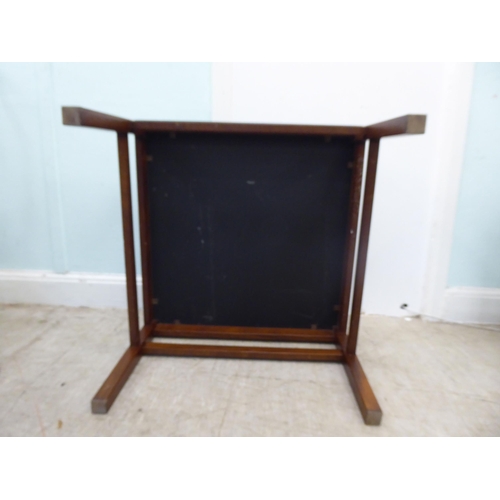 103 - A 1980s teak coffee table with a simulated faux pottery effect, textured patterned top  19