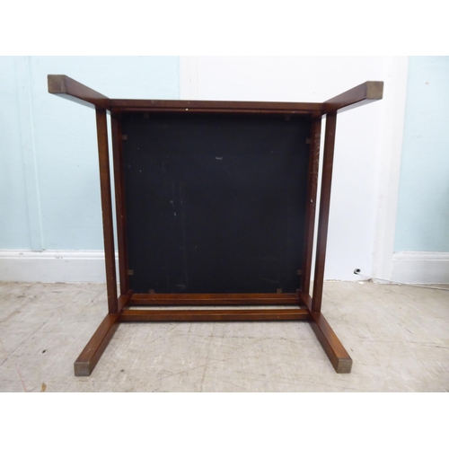 103 - A 1980s teak coffee table with a simulated faux pottery effect, textured patterned top  19