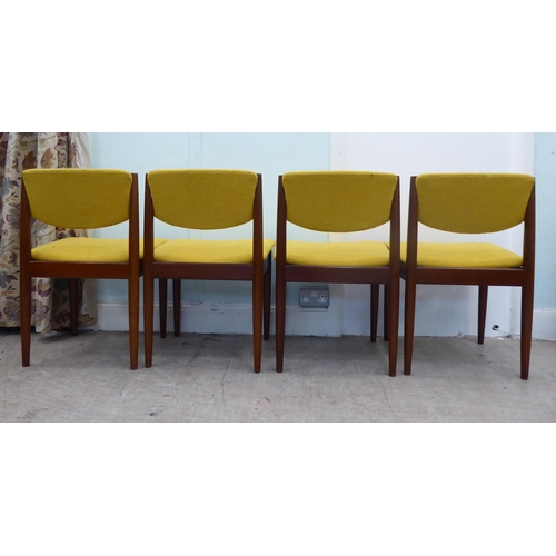 125 - A set of four Finn Juhl for France & Son, Danish teak framed and fabric upholstered dining chair... 