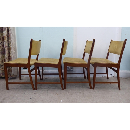 139 - A set of seven circa 1970s Kai Lyngfeldt Larsen teak framed and hide upholstered dining chairs, rais... 