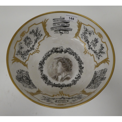 144 - A Royal Worcester 'Silver Wedding Bowl' celebrating the Silver Marriage Anniversary of the Queen and... 