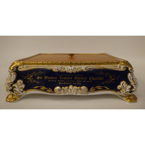 152 - A Paragon china cigar casket, designed to Celebrate the Centenary of the Birth of Sir Winston Church... 