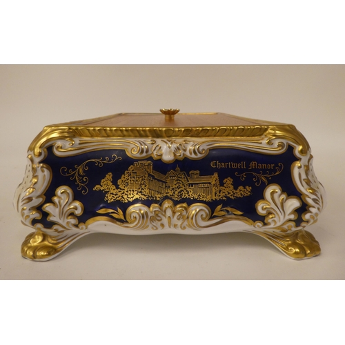 152 - A Paragon china cigar casket, designed to Celebrate the Centenary of the Birth of Sir Winston Church... 