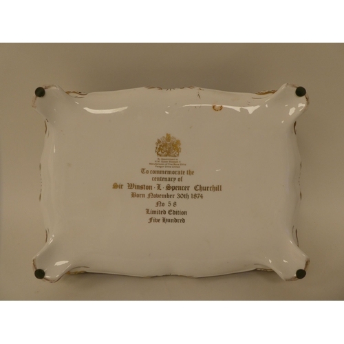 152 - A Paragon china cigar casket, designed to Celebrate the Centenary of the Birth of Sir Winston Church... 