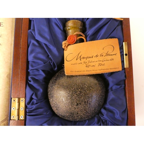 159 - A bottle of Marquis de la Pomme 50 Year Old Calvados, 70cl  boxed (stored and cellared upright)