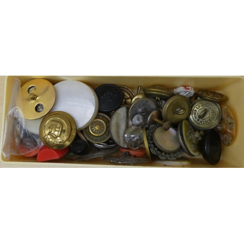 170 - A collection of silver mother-of-pearl brass and other variously themed buttons