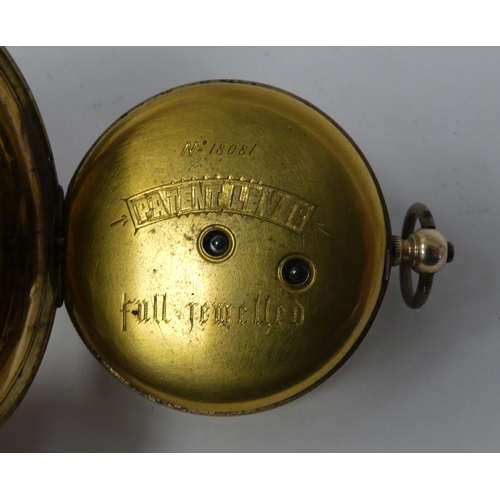 177 - A 14ct gold patent lever pocket watch; the movement faced by a Roman dial with subsidiary seconds&nb... 