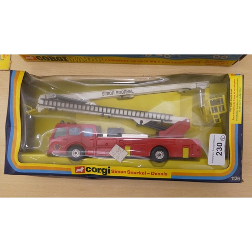 230 - Two Corgi diecast model vehicles, viz. a No.1146 Carrimore Tri-Deck Car Transporter and a No.1126 Si... 