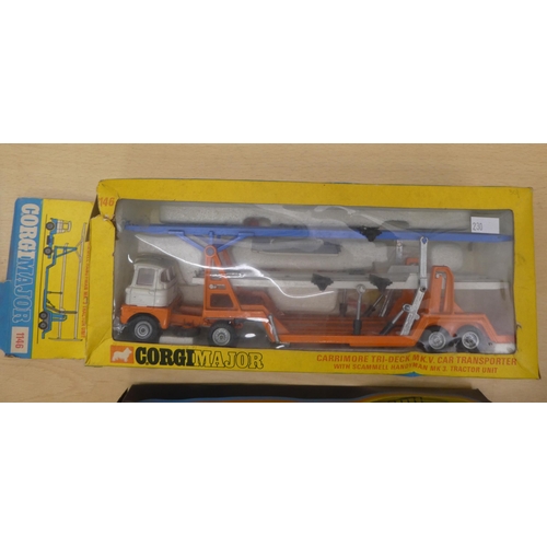 230 - Two Corgi diecast model vehicles, viz. a No.1146 Carrimore Tri-Deck Car Transporter and a No.1126 Si... 