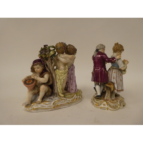 259 - A Meissen porcelain Bacchanalian group, featuring four cherubic figures, on a scrolled base  6