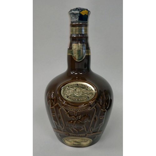 34 - A bottle of Chivas Royal Salute 21 year old Scotch whisky, in a Spode 70cl decanter with a fabric du... 