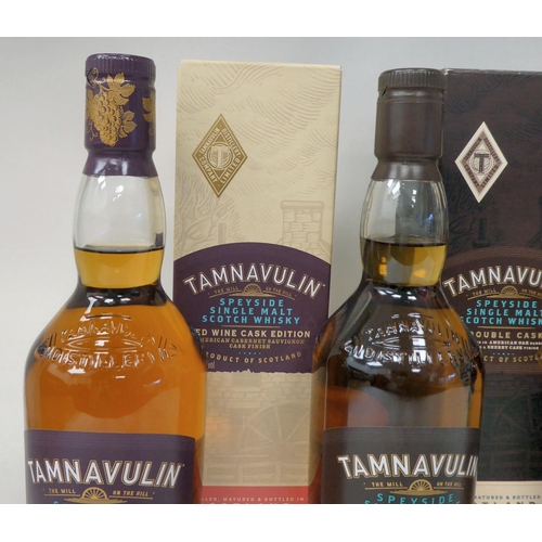 35 - Three bottles of 70cl and one of 1ltr Tamnavulin Speyside single malt Scotch whisky, viz. two Red Wi... 