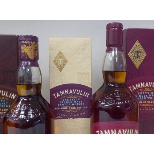 35 - Three bottles of 70cl and one of 1ltr Tamnavulin Speyside single malt Scotch whisky, viz. two Red Wi... 