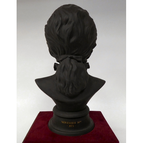 43 - A Royal Doulton black basalt bust, celebrating the wedding of HRH The Princess Anne  model no.390  1... 