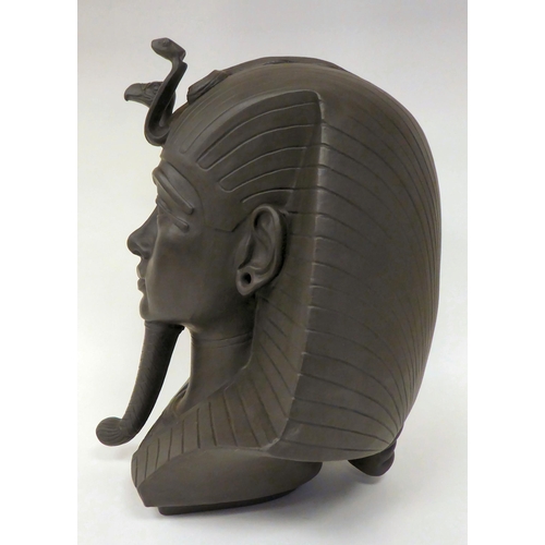 44 - A Crown Staffordshire black basalt bust, after JB Bromley, depicting Tutankhamun  model no.66  13