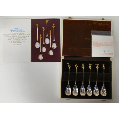 53 - A set of six silver and parcel gilt Olympic spoons, a Limited Edition 776 of each spoon for the 21st... 