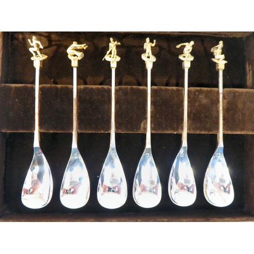 53 - A set of six silver and parcel gilt Olympic spoons, a Limited Edition 776 of each spoon for the 21st... 