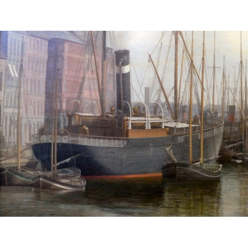 70 - Possibly Carl Wilhelm Balsgaard - a European harbour  oil on canvas  bears labels verso&nb... 