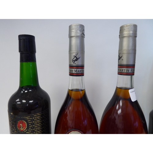 75 - Five bottles of port: to include Grahams 1996  boxed; two bottles of Remy Martin Champagne Cognac; a... 