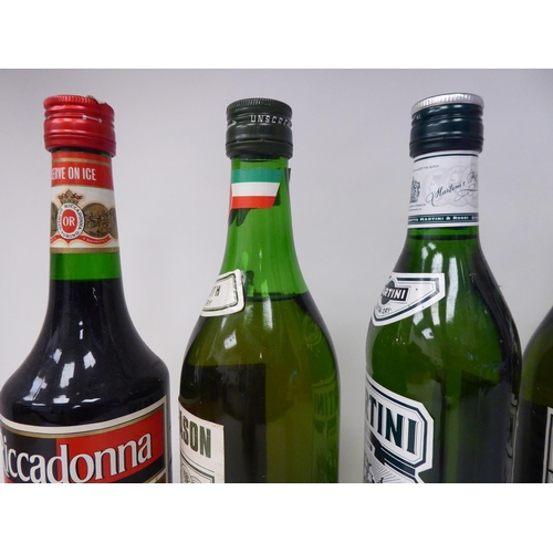 78 - Seven bottles of Vermouth and Martini: to include Cinzano  1.5ltr; and a Riccadonna  75cl