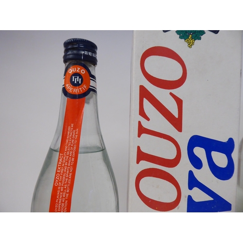 81 - Three bottles of Ouzo, viz. Metaxa, Pilava and No.12