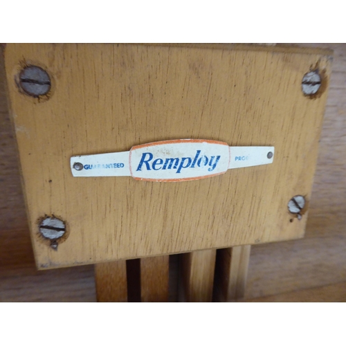 98 - A circa 1950-70s Remploy light oak drop-leaf, two tier hostess trolley, raised on straight legs and ... 