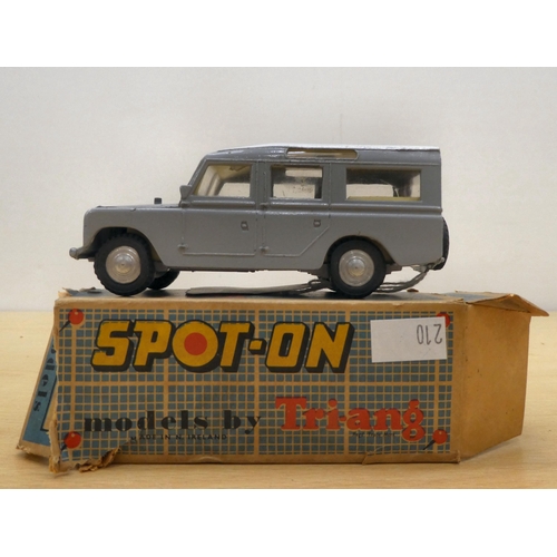 210 - Two Triang Spot-On diecast model vehicles, viz. a No.270 Ford Zephyr Six and a No.161 Landrover ... 