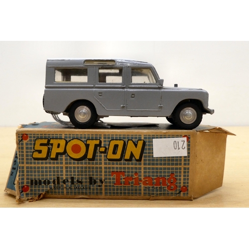 210 - Two Triang Spot-On diecast model vehicles, viz. a No.270 Ford Zephyr Six and a No.161 Landrover ... 