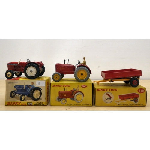 211 - Four Dinky diecast model vehicles: to include a No.285 Merryweather Fire Tender  boxed