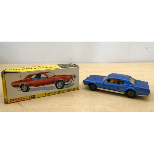 212 - Four Dinky diecast model vehicles: to include a No.174 Ford Mercury Cougar