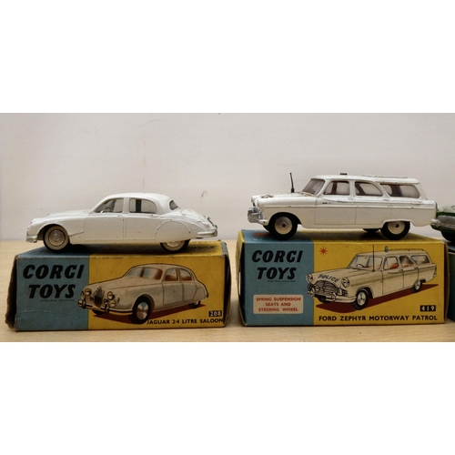 214 - Five Corgi diecast model vehicles: to include a No.307 E Type Jaguar  boxed