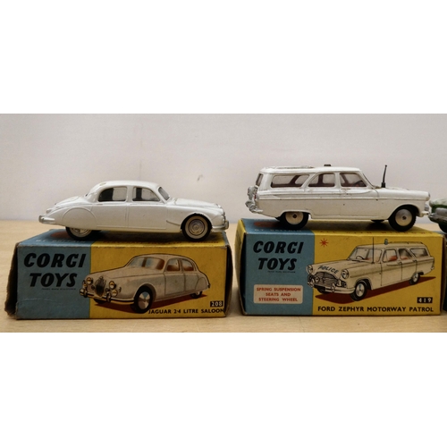 214 - Five Corgi diecast model vehicles: to include a No.307 E Type Jaguar  boxed