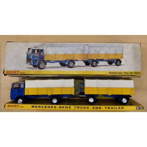 218 - Two Dinky diecast model vehicles, viz. a No.974 AEC Hoynor Car Transporter and a No.917 Mercedes Ben... 