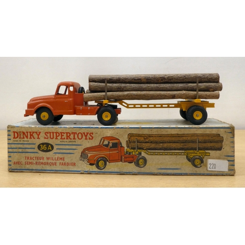 220 - Three Dinky diecast model vehicles: to include a No.948 Tractor-Trailer Mclean  boxed