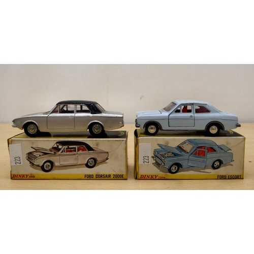 223 - Seven Dinky diecast model vehicles: to include a No.195 Jaguar 3.4 Saloon  boxed