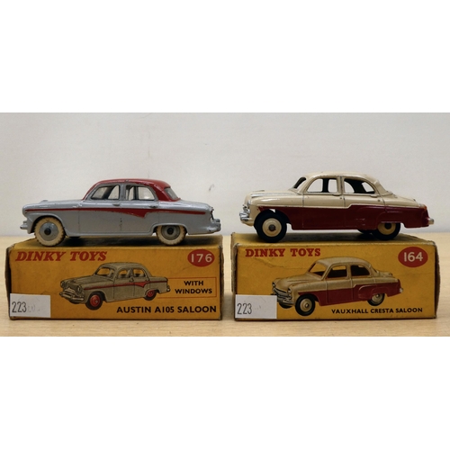 223 - Seven Dinky diecast model vehicles: to include a No.195 Jaguar 3.4 Saloon  boxed