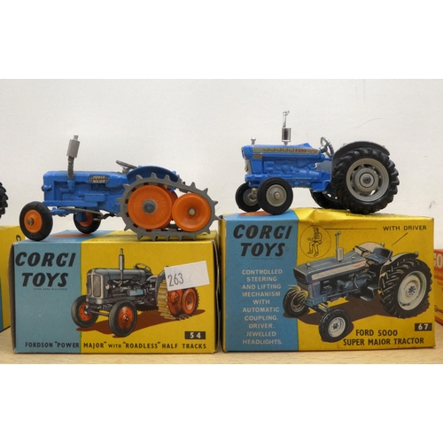 263 - Seven Corgi diecast models: to include a No.54 Fordson Power Major Tractor  boxed