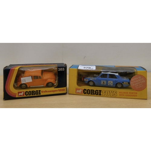 270 - Seven Corgi diecast model vehicles: to include a No.302 Hillman Hunter  boxed