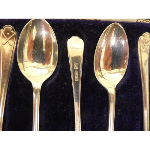 100 - A set of six silver teaspoons, in a case  Sheffield 1933