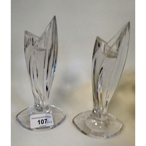 107 - Decorative glassware: to include a pair of Waterford Marquis candlesticks  7