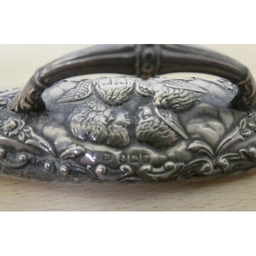 108 - Silver and white metal collectables: to include a nail buffer, decorated with cherubs  indistin... 