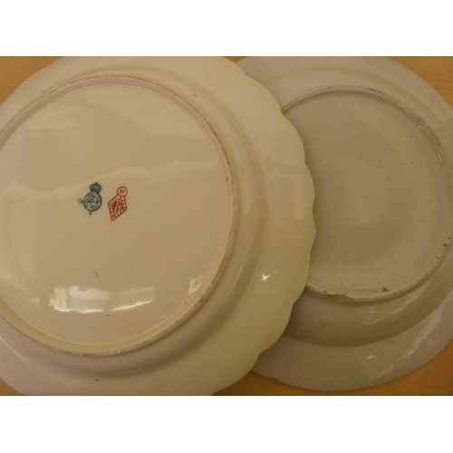 118 - Ceramics: to include four similar early 19thC Derby porcelain plates, each decorated with flora ... 