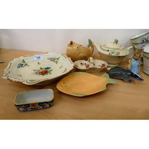 120 - Ceramics: to include an Art Deco Aynsley china tea set